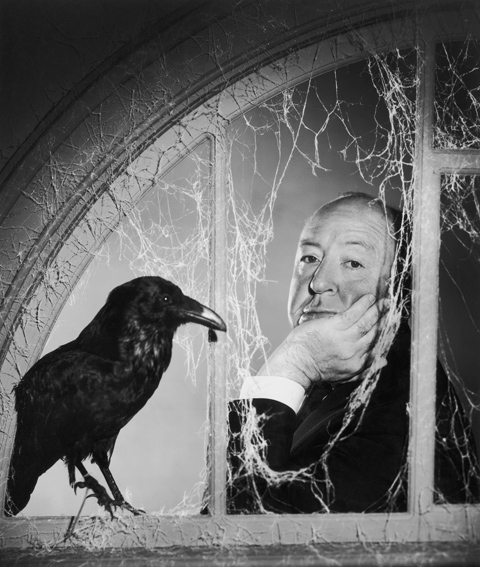 Alfred Hitchcock and one of The Birds
