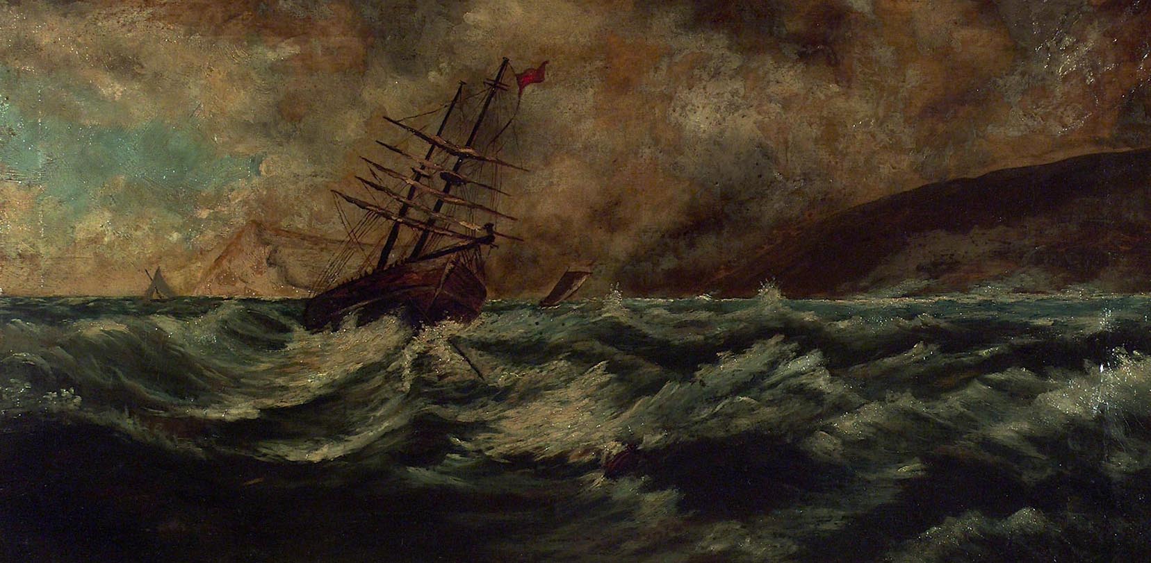 American School Moored in the Storm 19th Century
