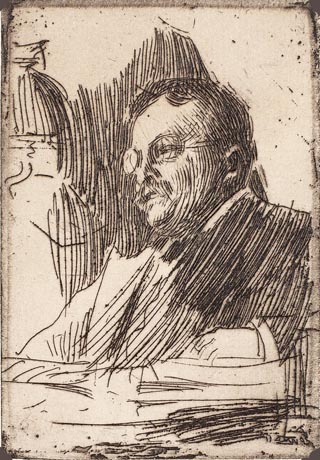Etching of President Theodore Roosevelt by Anders Zorn
