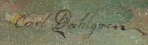 Carl Dahlgren Sheep on a Hillside Signature