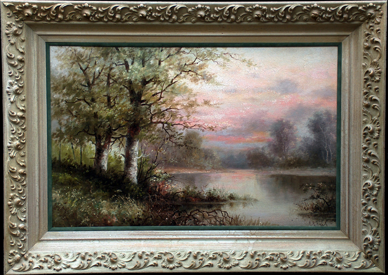 Henrietta Riddle Fish Marsh Sunset with Frame