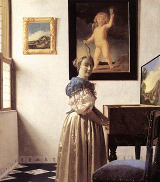 Johannes Vermeer Woman Standing at a Virginal