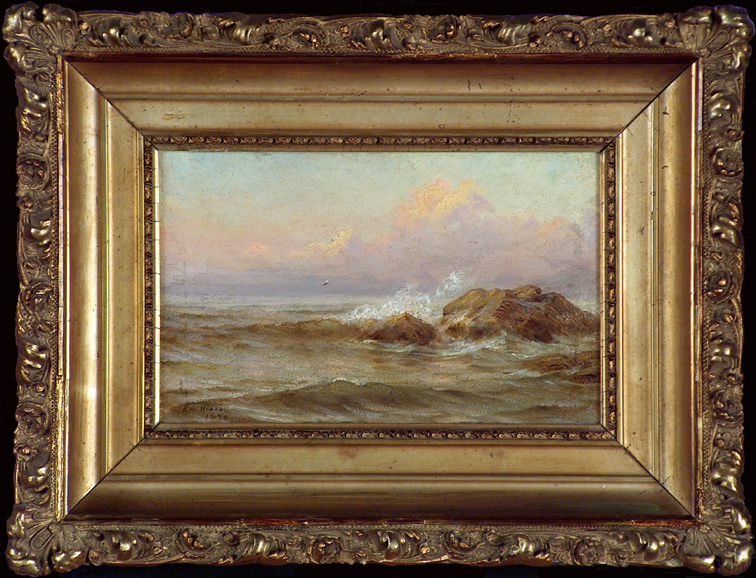 Kate Newhall Breaking Wave on Rocks 1898 with Frame