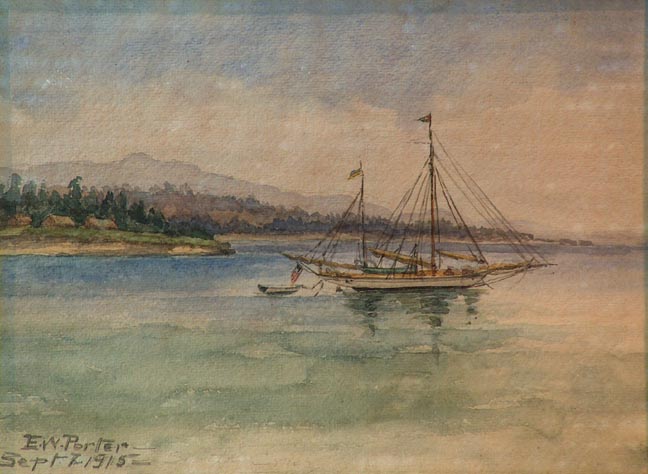 E W Porter Santa Cruze California Coast Watercolor 1915