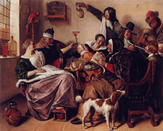 Jan Steen,  As the Old Sing, So Twitter the Young, 1668-70