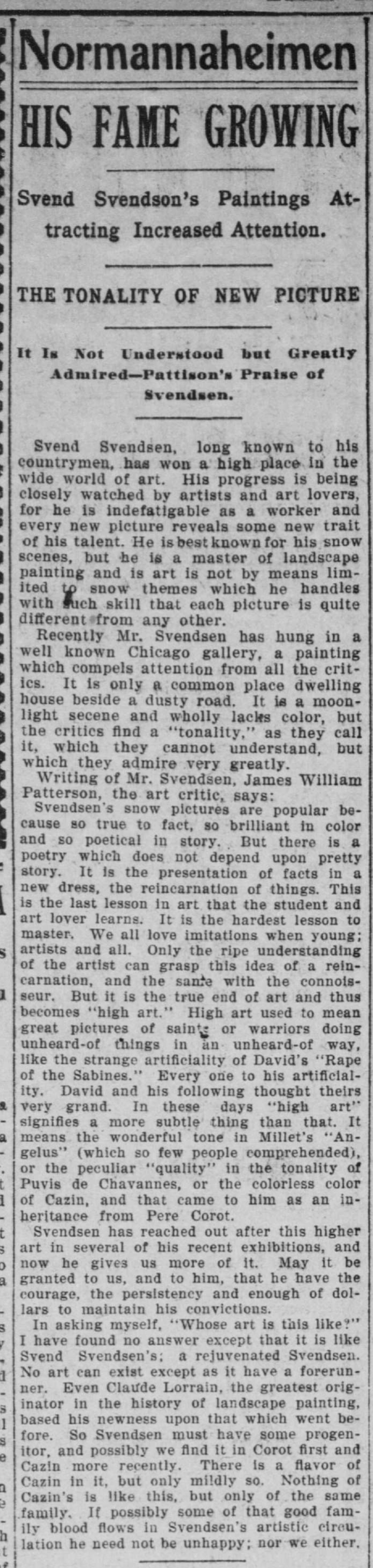 Svend Svendsen Minneapolis Tribune May 31 1901