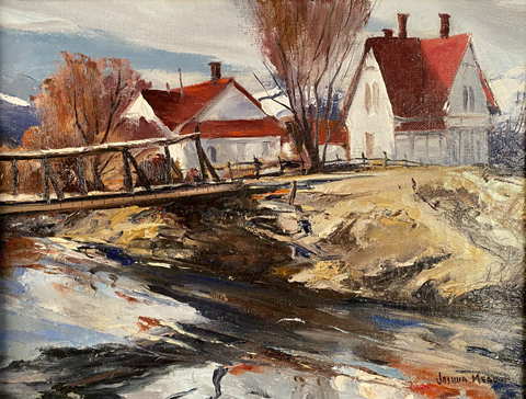 Joshua Meador 1911-1965, Bishop Ranch Bridge, 12 x 16
