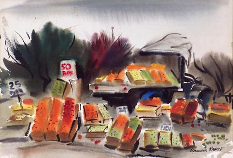 Alexxander Nepote 1913-1986, Roadside Produce Stand, 15 x 22