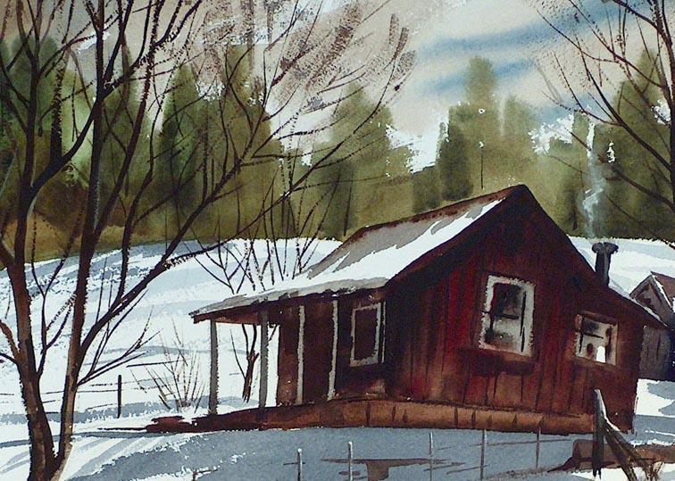Ralph Baker Deserted Cabin and Tree Closeup