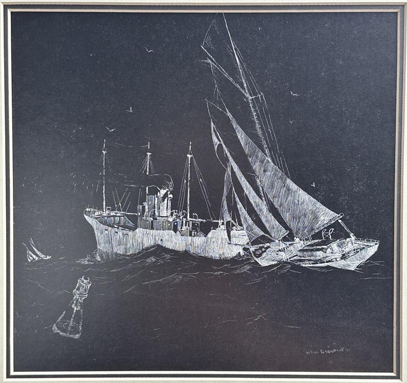 Arthur Beaumont, Ship, Sailboat and Buoy 1927