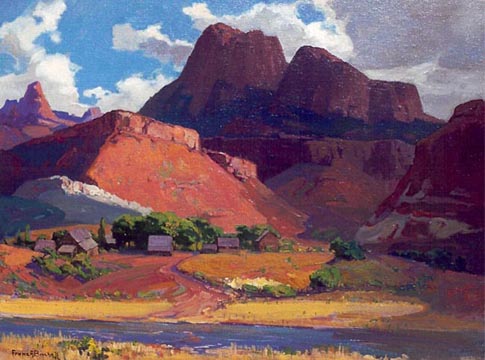 Franz Bischoff Scattered Farms Along the River
