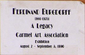 Ferdinand Burgdorff Monterey Wharf Exhibition Card