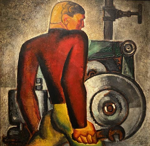 Hugo Gellert 1900-1985, American, born in Russia Worker and Machine 1928, Dijkstra Collection