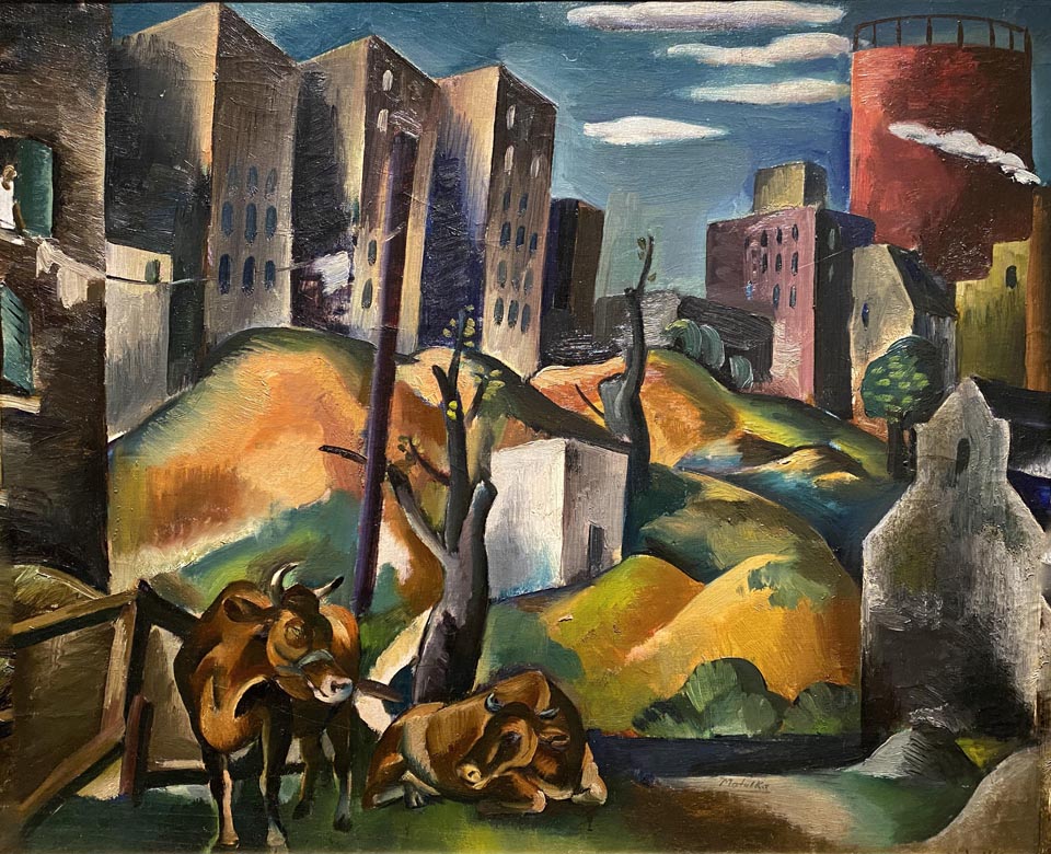 Jan Matulka, 1890-1972, American, born Bohemia (now Czech Republic) Harlem Cows, c1924, oil on canvas, Dijkstra Collection