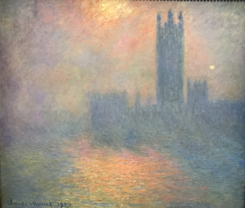 The Parliament of London, Effect of the Sun with Fog, 1904, Claude Monet,  Special Exhibition at the Patit Pallais, August 2018, Paris, Musee d'Orsay - age 64