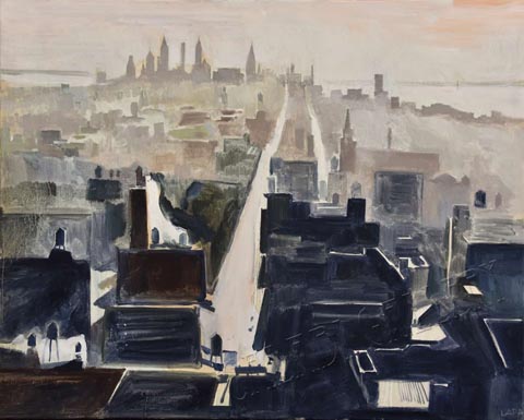 Maurice Lapp, City in Muted Light, Chicago Skyline, 24 x 30, Calabi Gallery, Santa Rosa