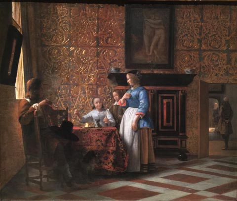 Pieter De Hooch, 1629-1684 Leisure Time in an Elegant Setting, c1663-65