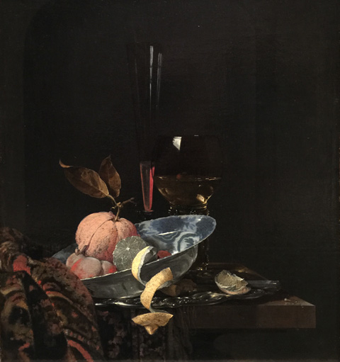 Willem Kalf, 1619-1693 Still Life with Fruit, Glassware and a Wanli Bowl, 1659