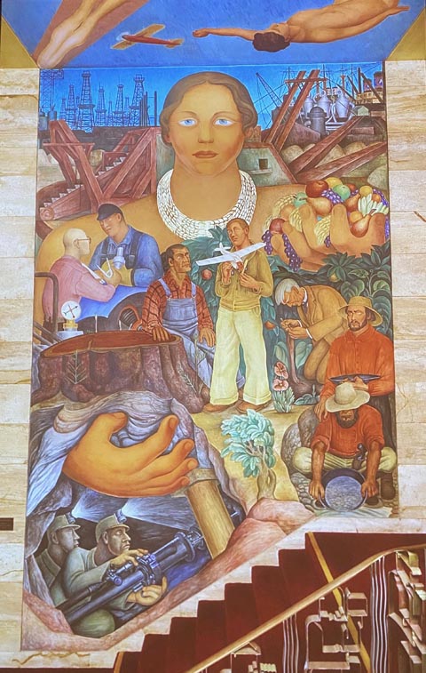 Diego Rivera, Allegory of California, mural Diego Rivera's first SF commission, stairway of the Pacific Stock Exchange