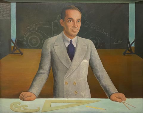 Diego Rivera, Portrait of Edsel B. Ford, 1932,  oil on canvas mounted on masonite, Detroit Institute of Arts