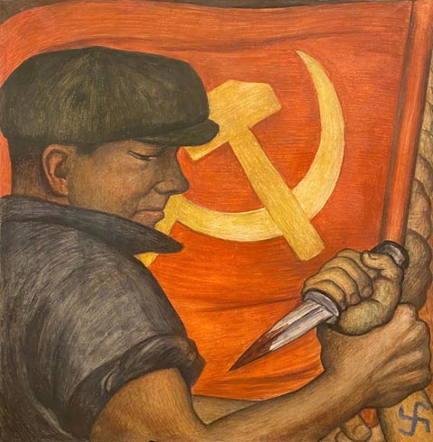 Diego Rivera, Opponent of Nazisim, 1933, fresco on steel mesh and Celotex panel in wood framework, Lucas Museum of Narrative Art, Los Angeles, CA