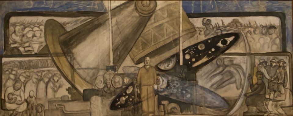 Diego Rivera, Study for "Man at the Crossroads", 1932, ink, charcoal and gouache on paper Museo Anahuacalli, Mexico City