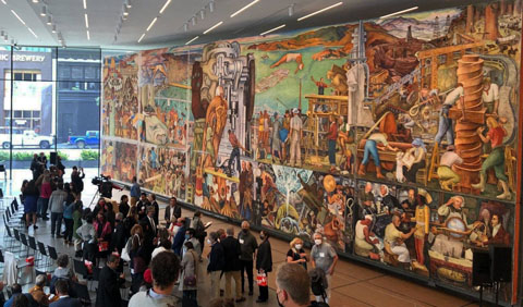  Diego Rivera's Pan American Unity opening day at its new home at SFMoma