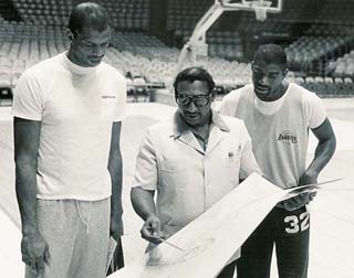 Ernie Barnes with Kareem and Magic 1987