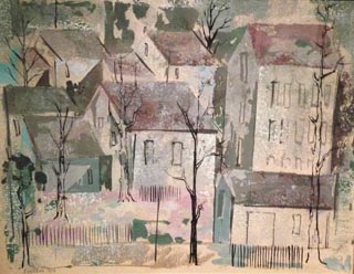 Eyvind Earle Watercolor Old Town 1954