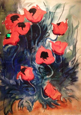 Eyvind Earle Orange Flowers 1940