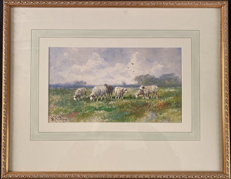 Hugo Anton Fisher, 1854-1916, Six Sheep Watercolor, 7 1/2x 13 3/4  $1,800