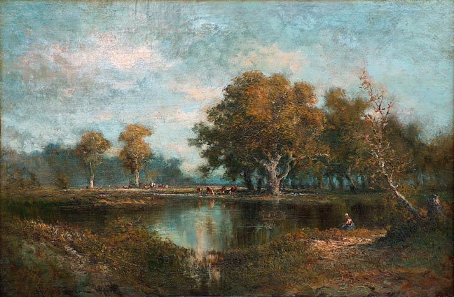 Hugo Anton Fisher Woman Fishing at Pasture Pond