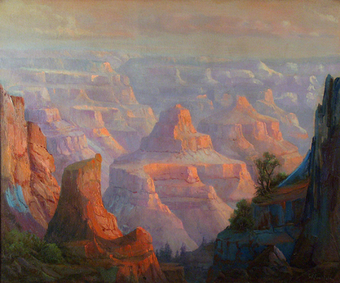 Grace Fountain, 1858 - 1942 Sunrise, Grand Canyon 1931, oill on canvas, 35 x 42