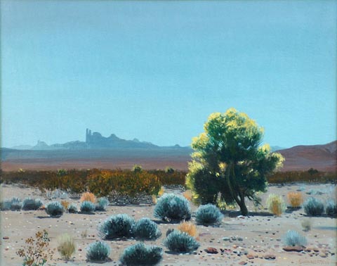 James Swinnerton, 1875-1974 Yuma Desert, oil on canvas, 16 x 20