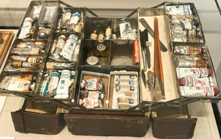 Georgia O'Keeffe's traveling paints and brushes