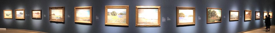Panorama of wall of Granville Redmond paintings at the Crocker Museum, Sacrmento