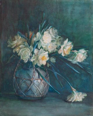 White Daffodils, 1904 Watercolor, 17 1/2 x 14 Anna Hills, 1882-1930