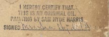 Sam Hyde Harris, Estate Stamp signed by Mrs Sam Hyde Harris