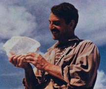Arnold Hoffman holding a calcite plate