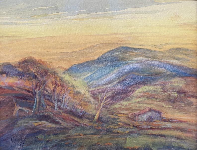 Elizabeth Hoen, watercolor of Sonoma Valley, 1899