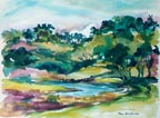 Thelma Speed Houston Park Pond Watercolor