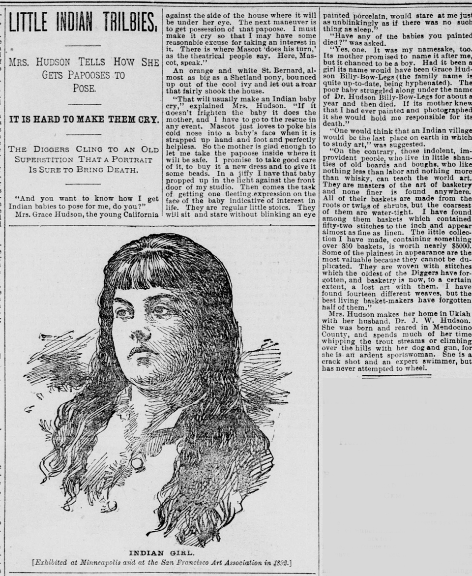 Article about Grace Hudson, San Francisco Call, Oct 27, 1895