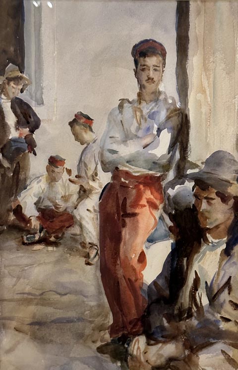 John Singer Sargent, Group of Spanish Convalescent Soldiers, c 1908, watercolor over graphite, Private Collection