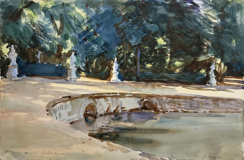 John Singer Sargent,Pool in the Garden of La Granja, c1903 watercolor over graphite, Private Collection
