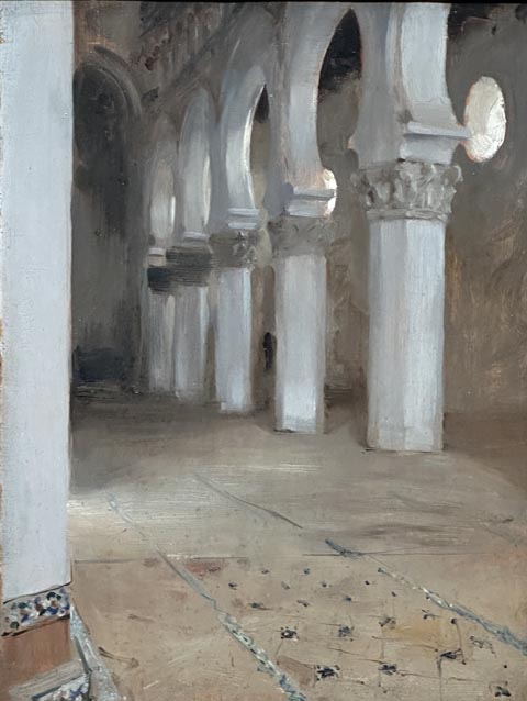 John Singer Sargent, Santa Maria La Blanca, Toledo, 1879 oil on panel, Private Collection