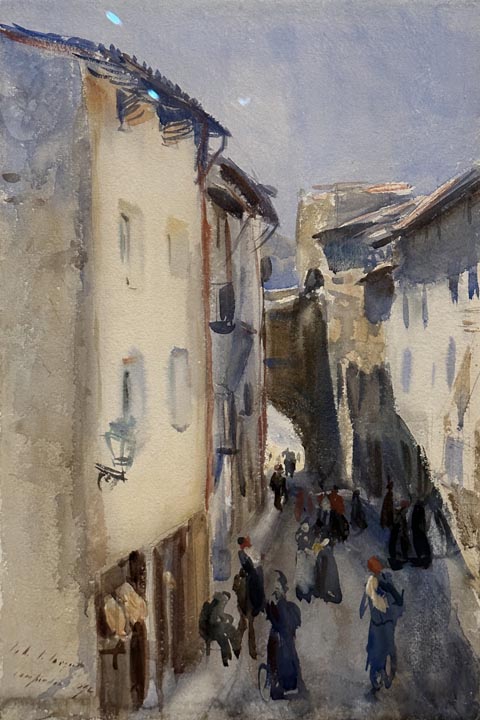 John Singer Sargent, Street at Campródon, Spain, 1892 watercolor over graphite with gouache, Private Collection