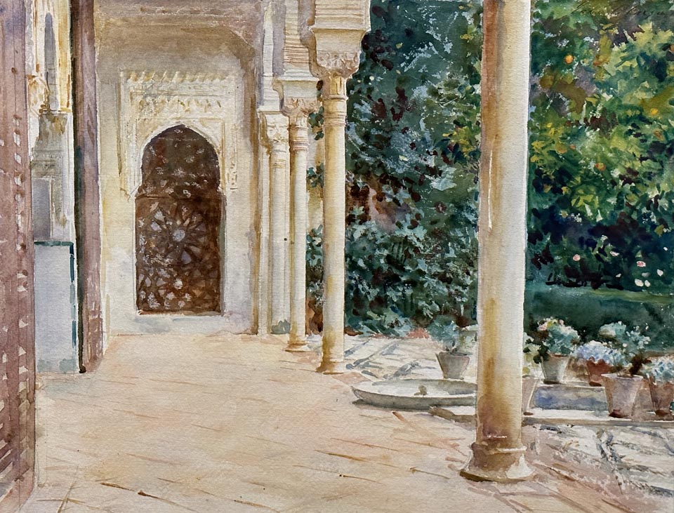 John Singer Sargent,The Loggia, View at the Generalife, 1912 watercolor over graphite, Aberdeen City Council, Archives, Gallery and Museums, Aberdeen, Scotland