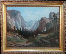 Carl Henrik Jonnevold 1856-1955, Indian Rider, Yosemite Valley (created in the late 1880's)  Oil on canvas, 28 x 36  $17,000
