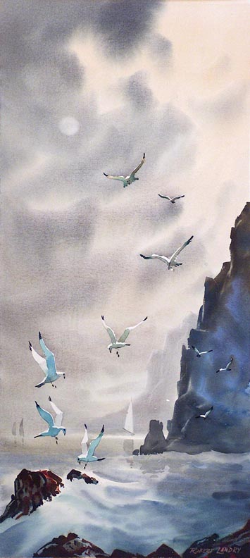  Robert Landry, Foggy Morning Seaside (with seagulls)