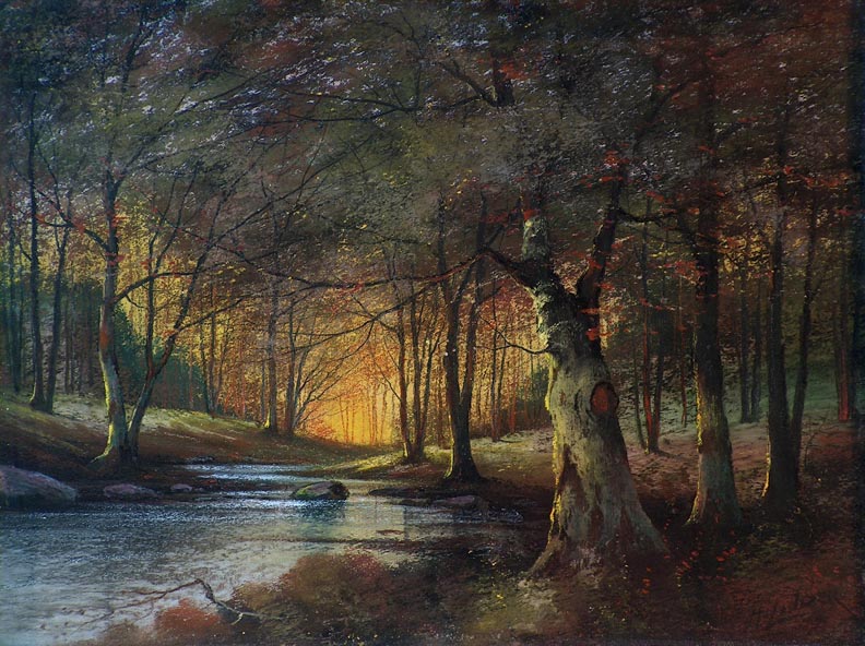 Harry Linder, Trees and Stream Sunglow